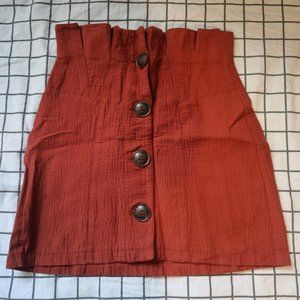 Cayenne-coloured Buttoned up Skirt (ruffles top)